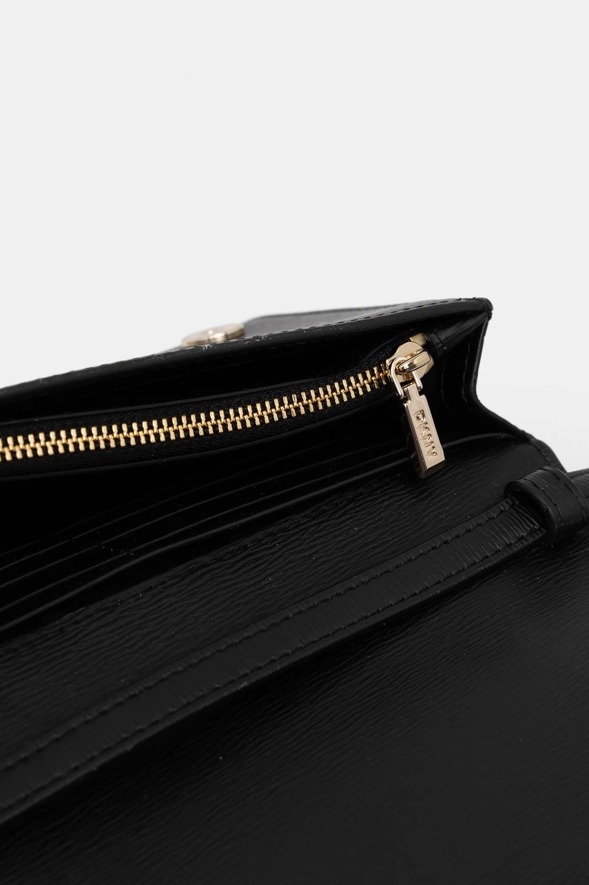 Δερμάτινη τσάντα Dkny χρώμα: μαύρο, R52E3K47 φωτογραφία