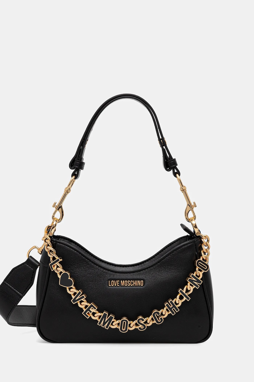 Love Moschino poșetă de piele culoarea negru, JC4070PP1NL1300A