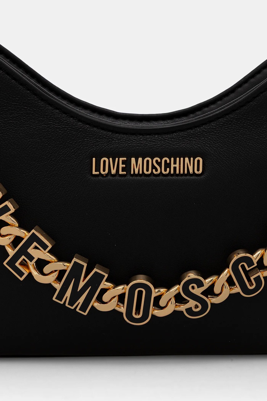 Δερμάτινη τσάντα Love Moschino χρώμα: μαύρο, JC4070PP1NL1300A φωτογραφία