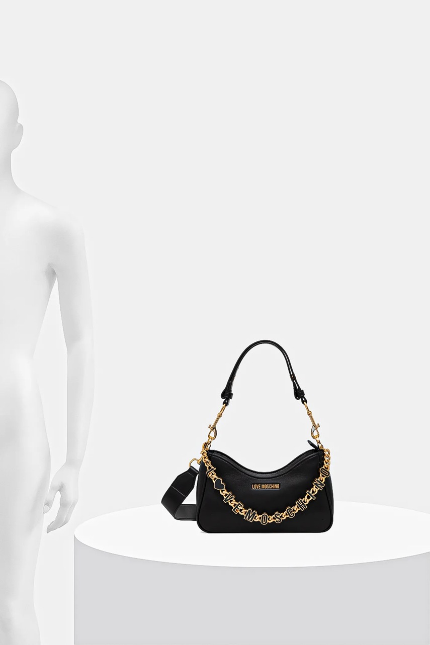 Δερμάτινη τσάντα Love Moschino χρώμα: μαύρο, JC4070PP1NL1300A φωτογραφία