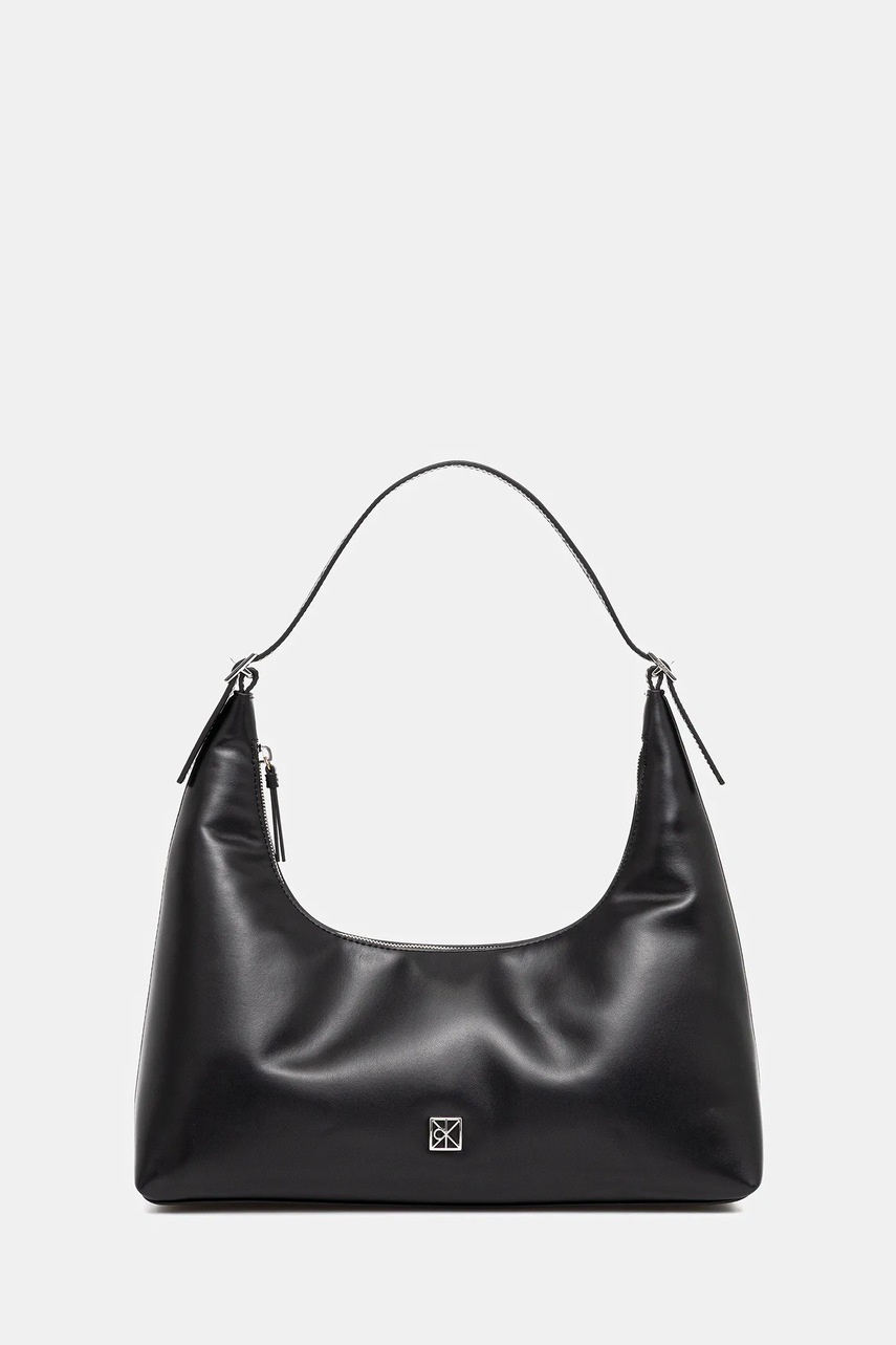 Levně Kožená kabelka Calvin Klein černá barva, LV04F3262G