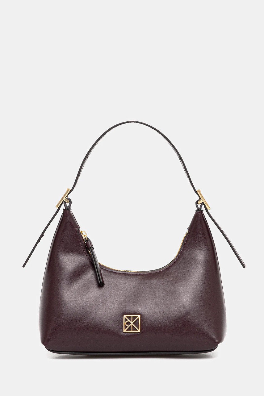 Levně Kožená kabelka Calvin Klein fialová barva, LV04F3263G