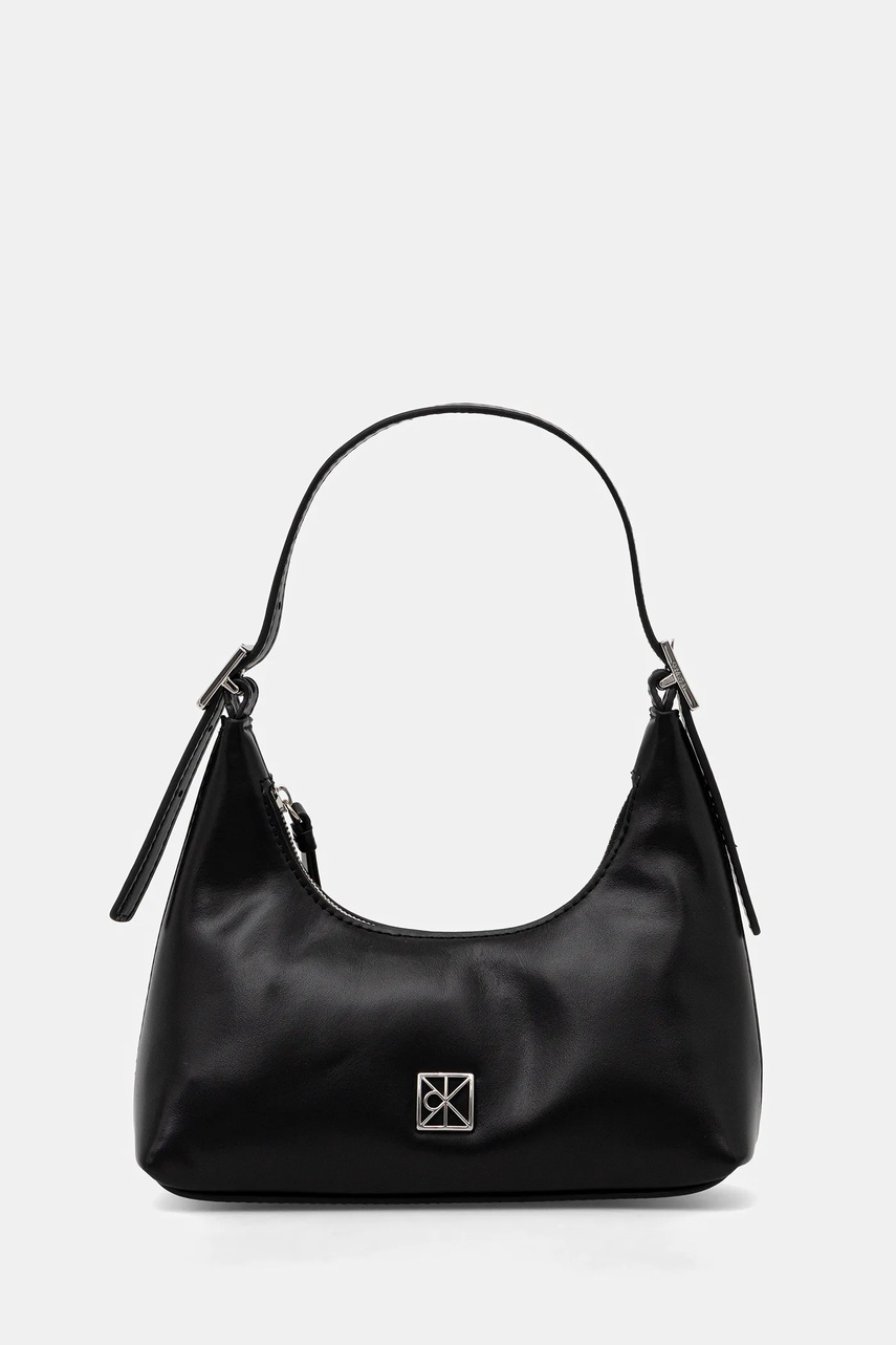Levně Kožená kabelka Calvin Klein černá barva, LV04F3263G