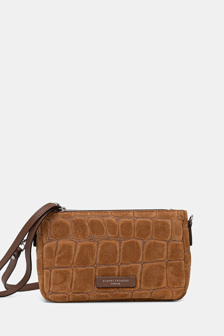 Gianni Chiarini geantă de mână din piele întoarsă NORA POUCH culoarea maro, BS.10224.CM