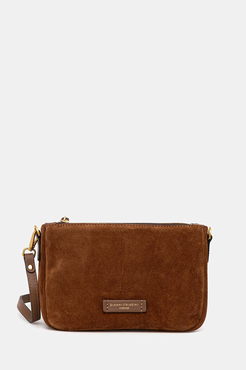 Gianni Chiarini geantă de mână din piele întoarsă NORA POUCH culoarea maro, BS.10224.CM