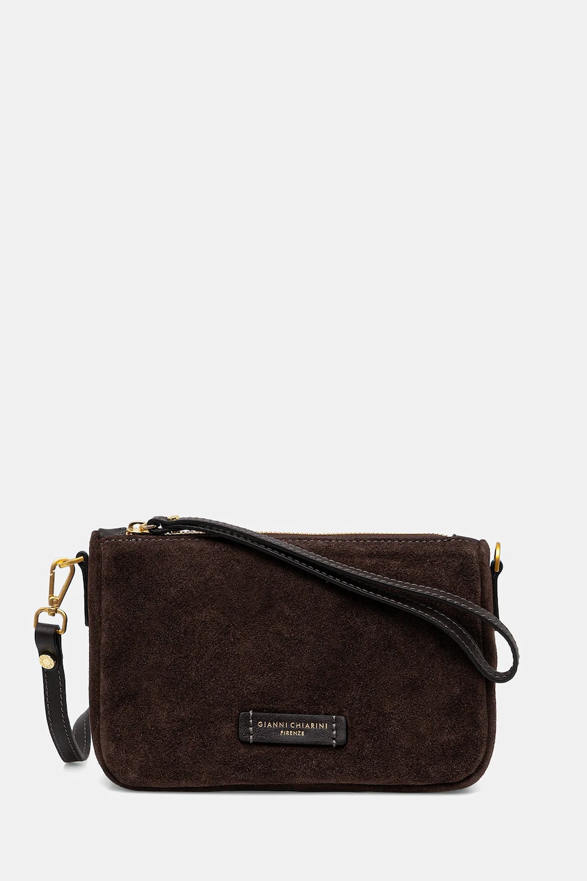Gianni Chiarini geantă de mână din piele întoarsă NORA POUCH culoarea maro, BS.10224.CM