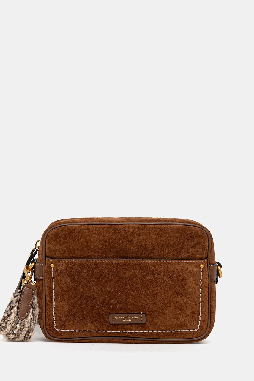 Gianni Chiarini geantă de mână din piele întoarsă NINA culoarea maro, BS.12060.CM