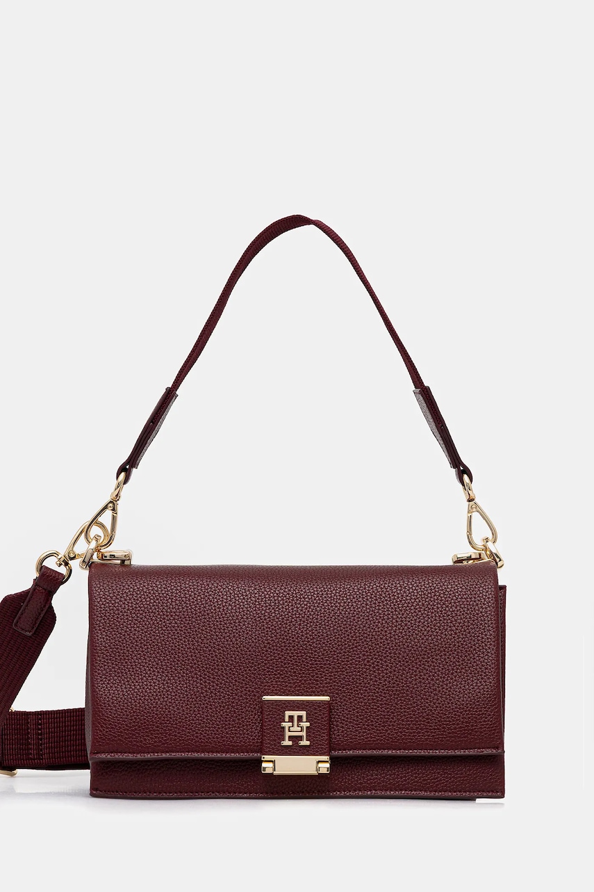 Levně Kabelka Tommy Hilfiger vínová barva, AW0AW17726