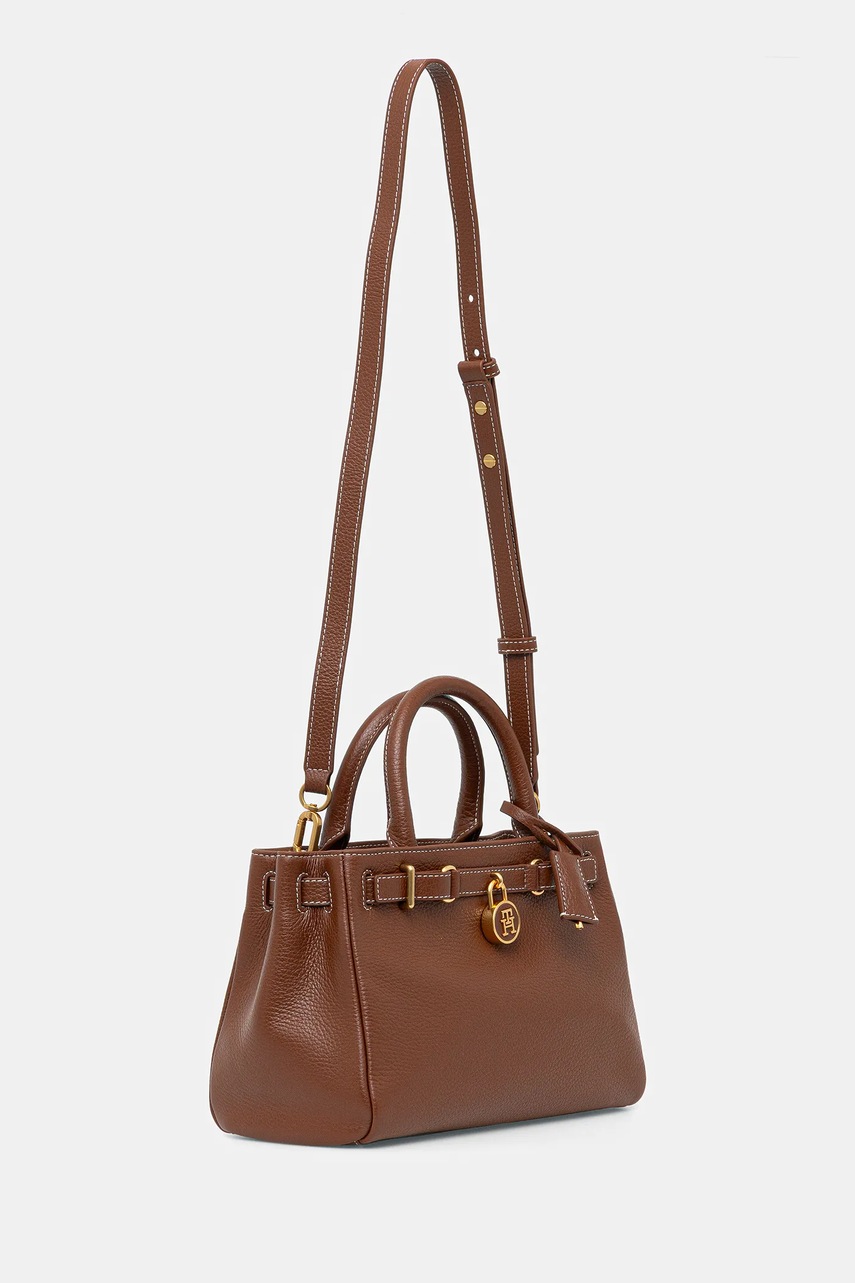 Кожаная сумочка Tommy Hilfiger цвет коричневый AW0AW17926