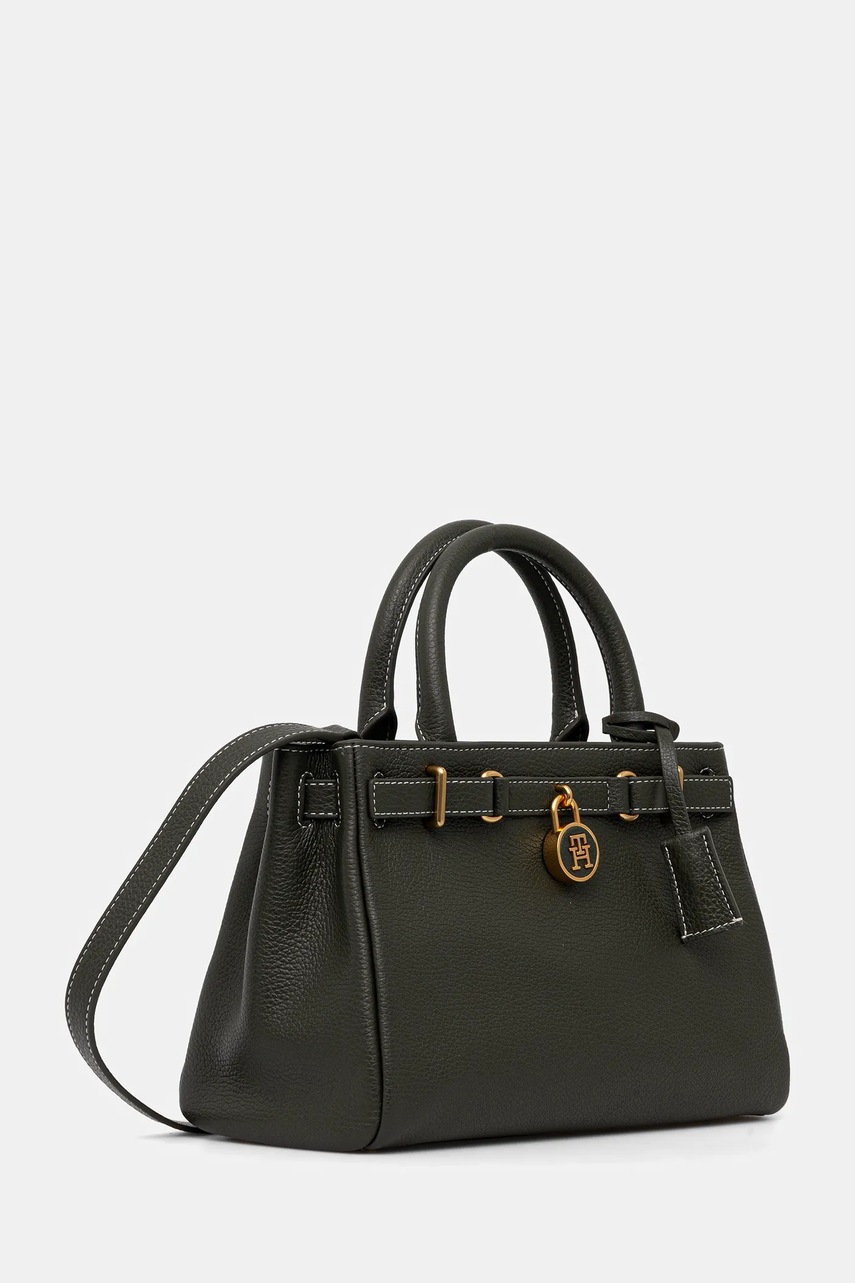 Кожаная сумочка Tommy Hilfiger цвет зелёный AW0AW17926