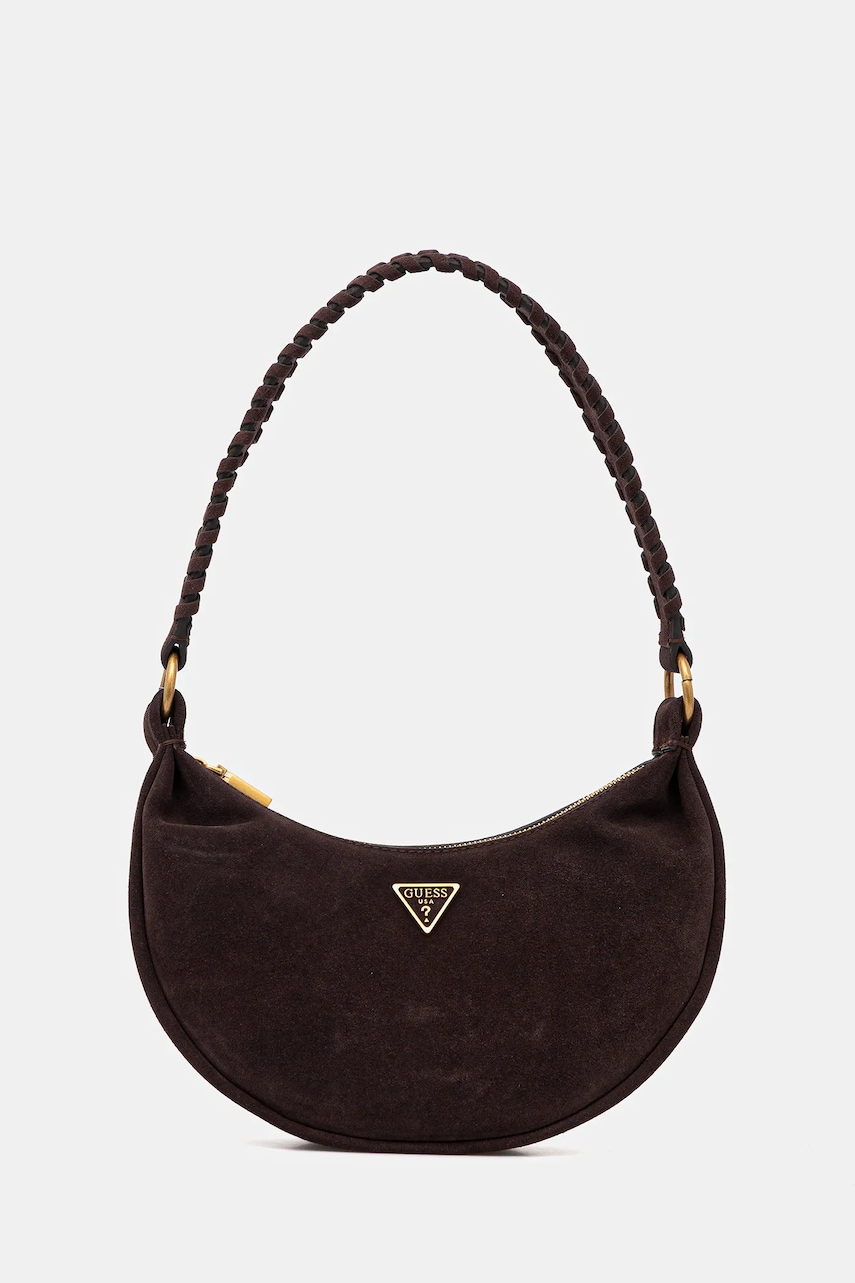 Semišová kabelka Guess AMITA hnědá barva, HWSB95 39720