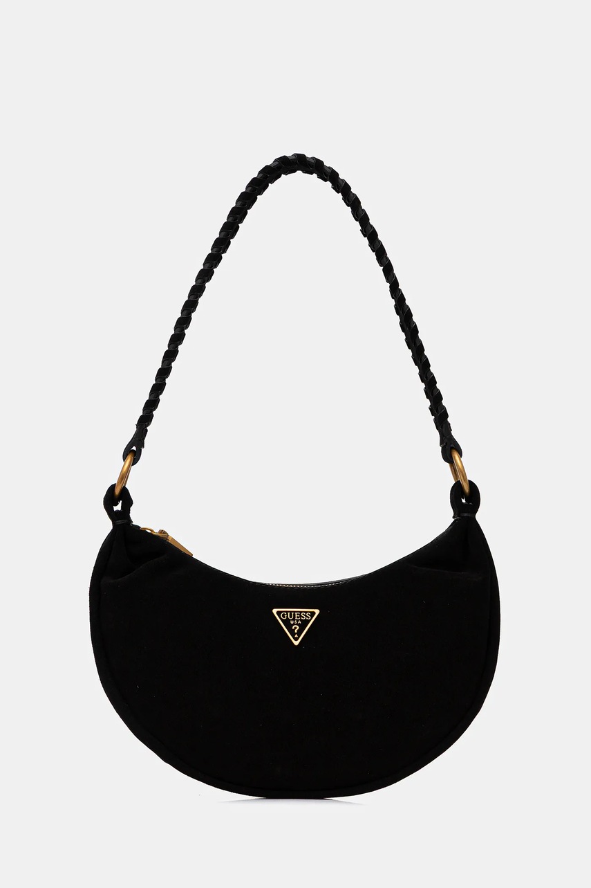 Levně Semišová kabelka Guess AMITA černá barva, HWSB95 39720