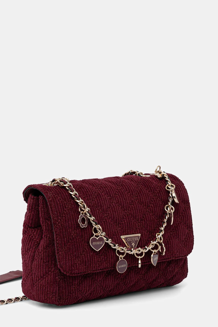 Вельветовая сумка Guess GIULLY цвет бордовый HWCG96 73200