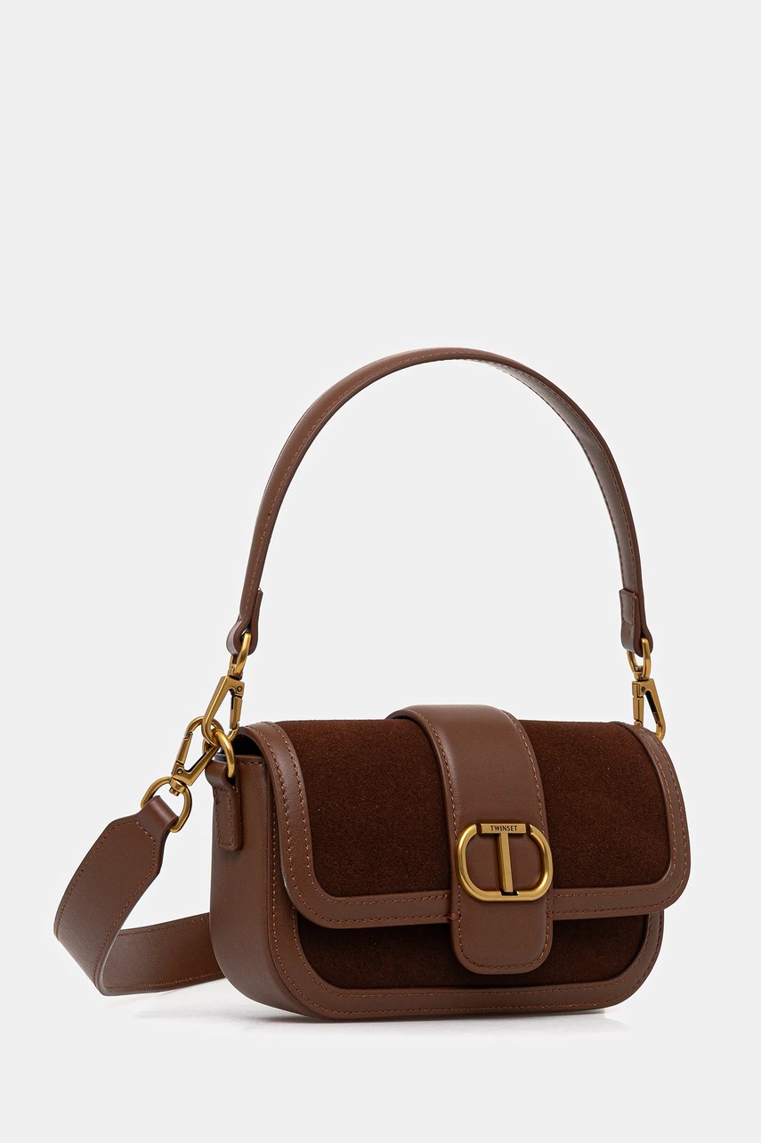 Кожаная сумочка Twinset цвет коричневый 252TD8371