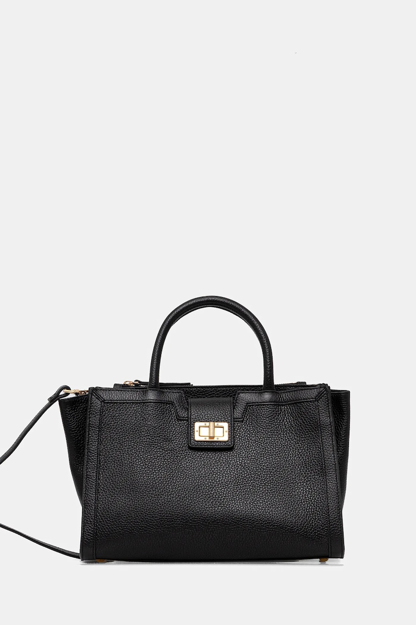 Geox poșetă de piele LEONORY culoarea negru, D35KQA 00046
