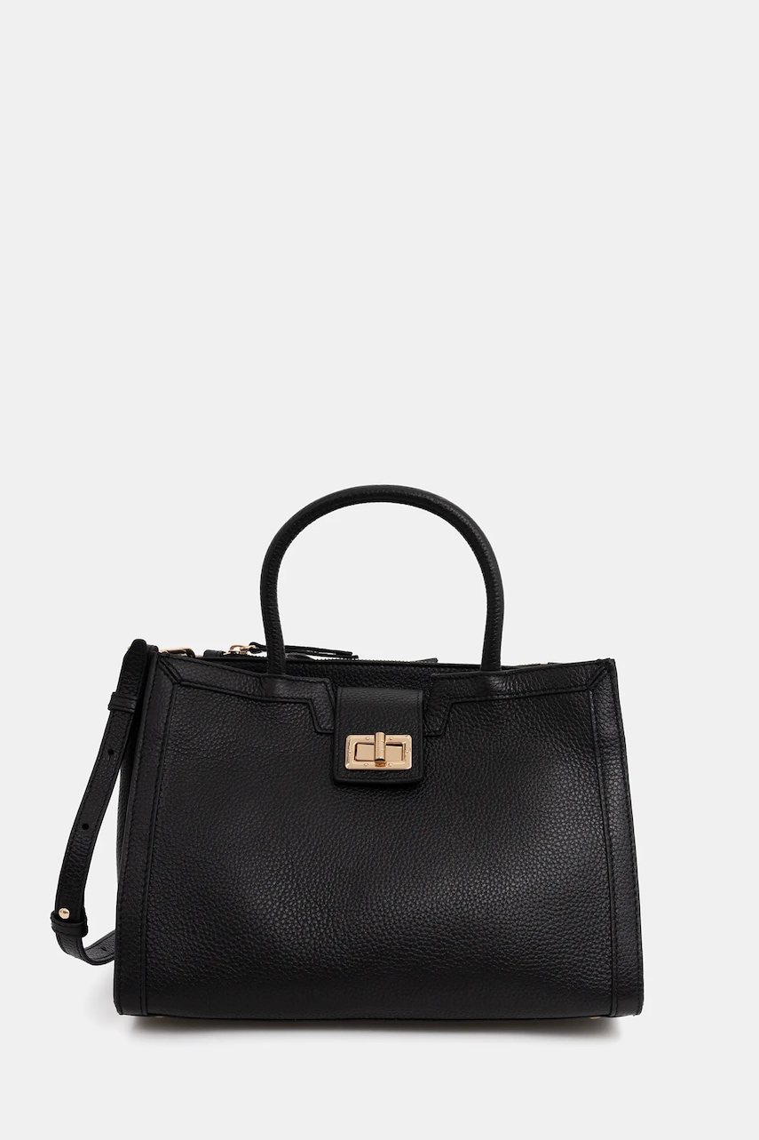 Geox poșetă de piele LEONORY culoarea negru, D35KQA 00046