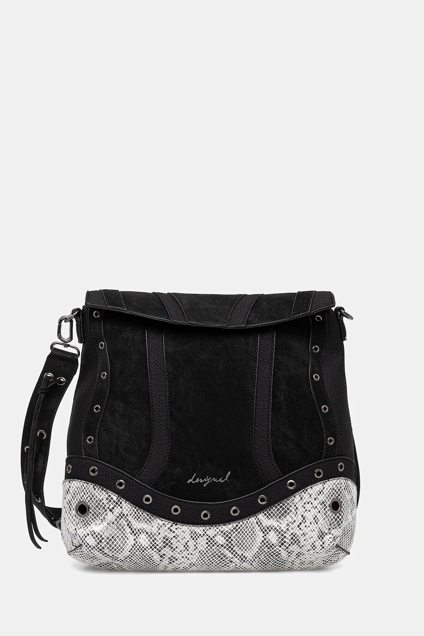 Levně Kabelka Desigual SNAKE PATCH JERSEY 2 černá barva, 25WAKP11