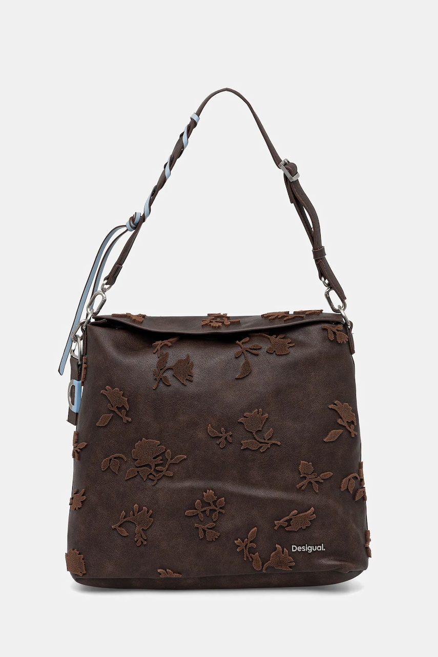 Desigual poșetă STENCIL FLOCADO culoarea maro, 25WAKP16