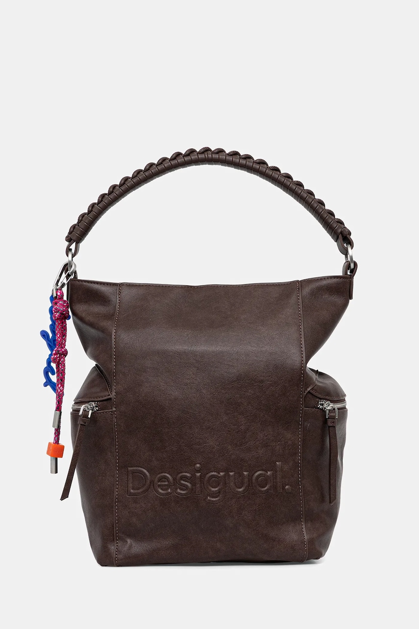 Desigual poșetă HALF LOGO ARICA culoarea maro, 25WAKP29
