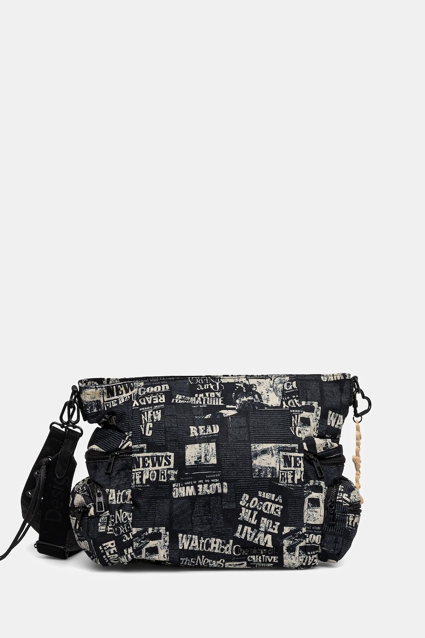 Desigual geantă NEWSPAPER ARICA culoarea negru, 25WAXA20