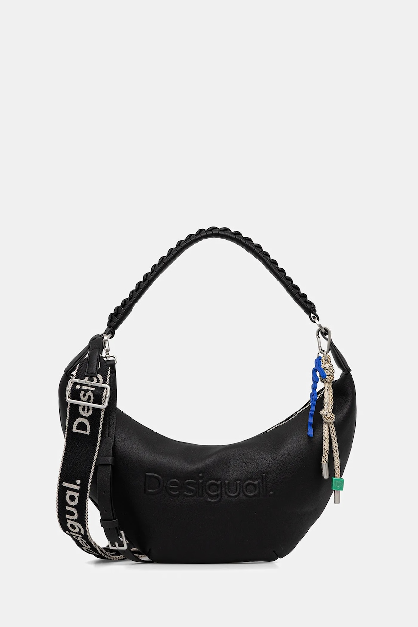 Desigual poșetă HALF LOGO ZANTE BLACK culoarea negru, 25WAXP52