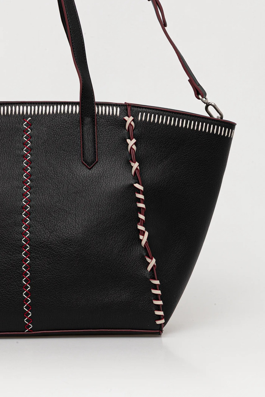 Τσάντα Desigual MANHATTAN PESPUNTES G χρώμα: μαύρο, 25WAXP95 φωτογραφία