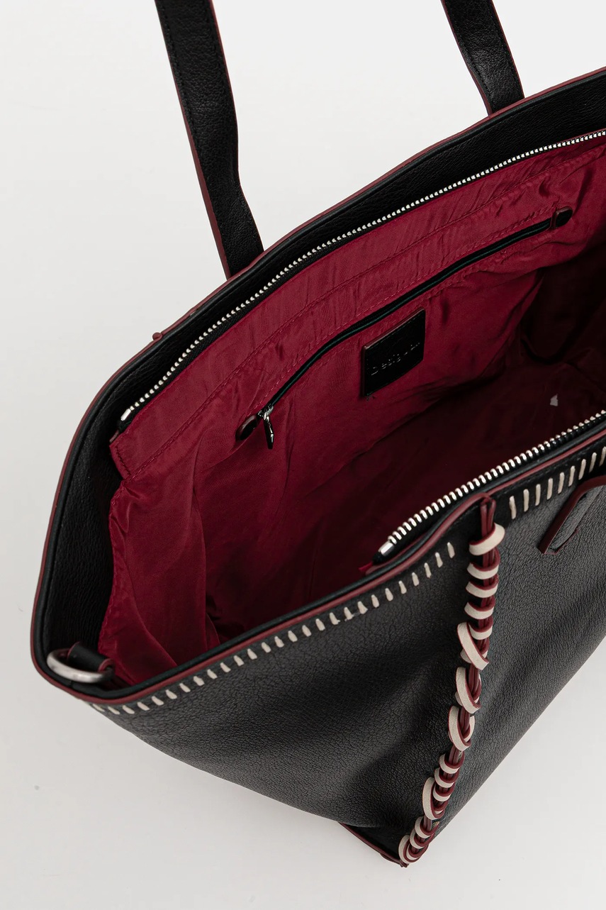 Τσάντα Desigual MANHATTAN PESPUNTES G χρώμα: μαύρο, 25WAXP95 φωτογραφία