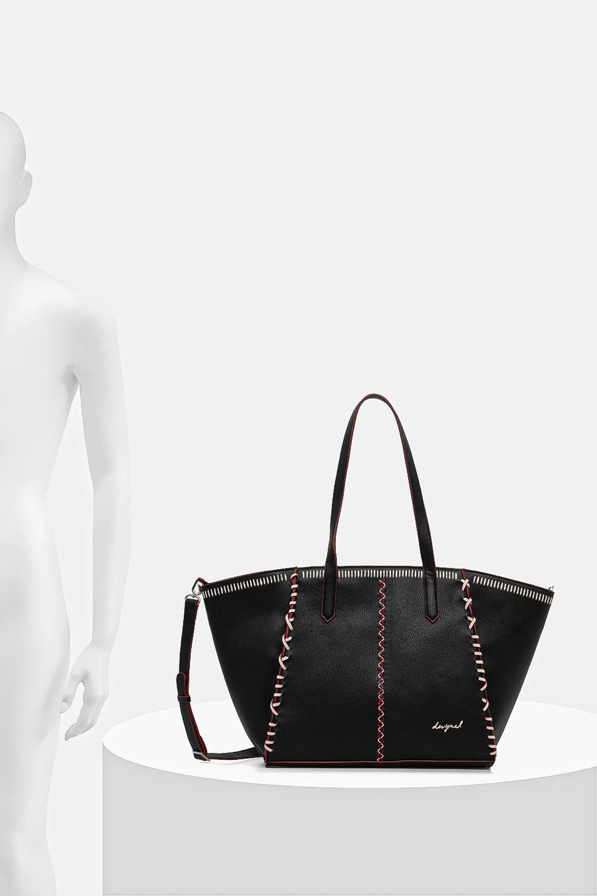 Τσάντα Desigual MANHATTAN PESPUNTES G χρώμα: μαύρο, 25WAXP95 φωτογραφία