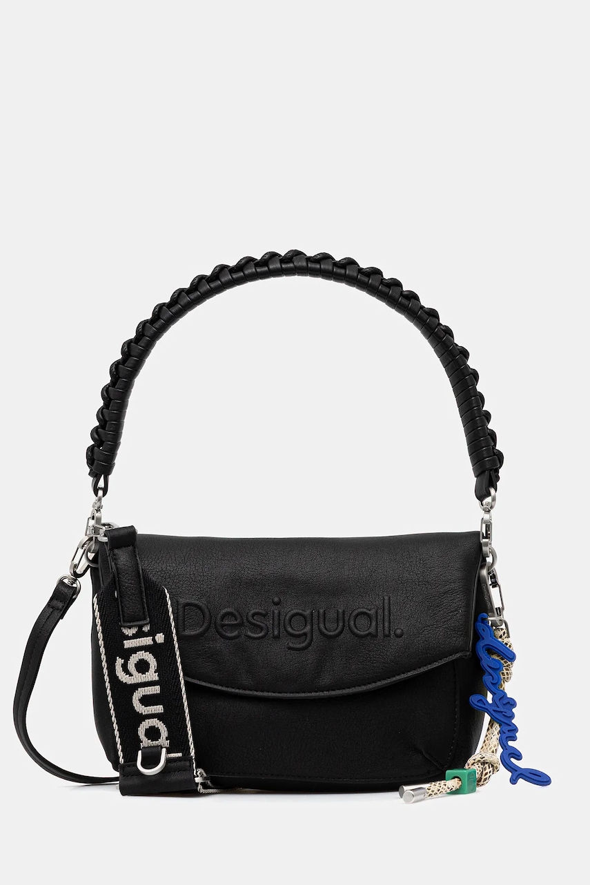 Desigual poșetă HALF LOGO TROKEL BLA culoarea negru, 25WAXPAL