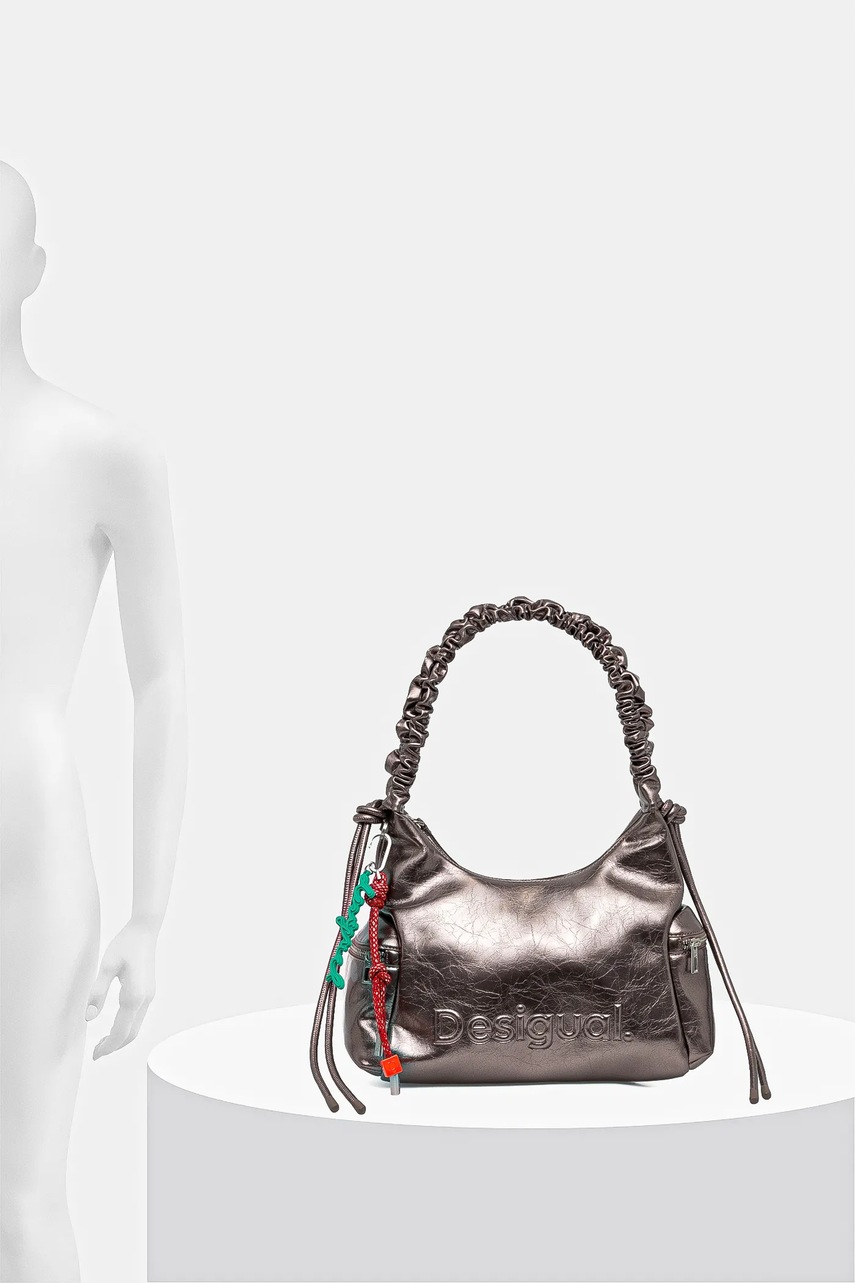 Τσάντα Desigual HALF LOGO MONTVILLE DARK SI χρώμα: ασημί, 25WAXPAS φωτογραφία