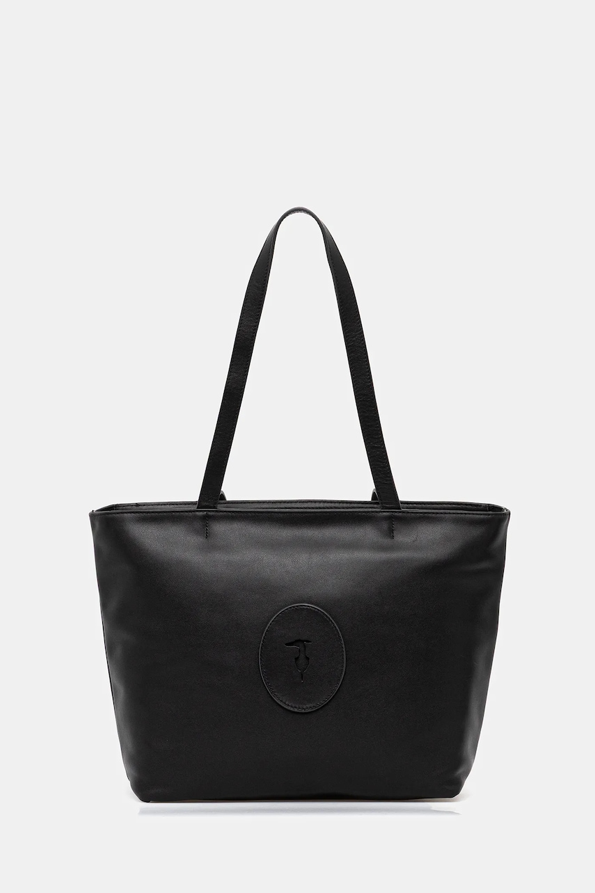 Trussardi geantă de piele culoarea negru, Z644E006025N