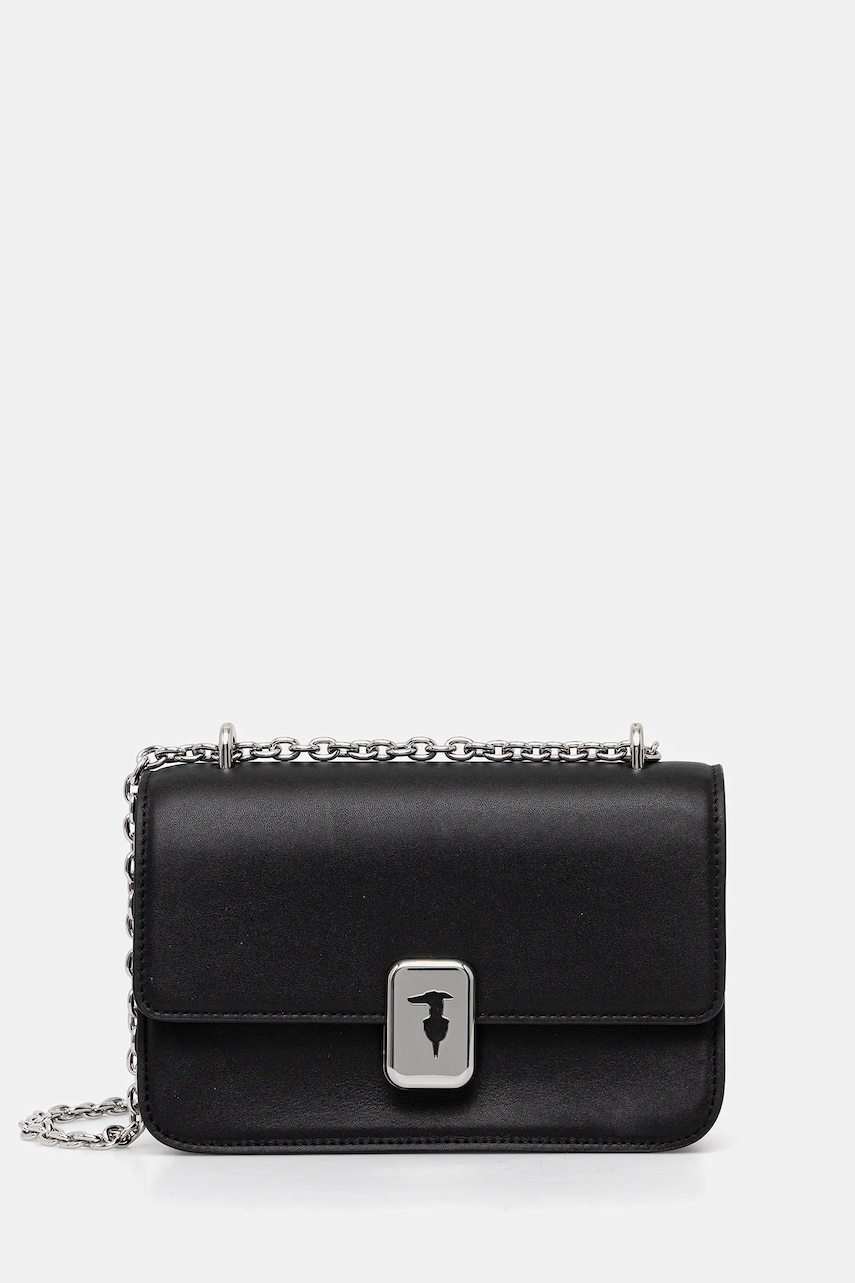 Trussardi geantă de piele culoarea negru, Z603E005980N