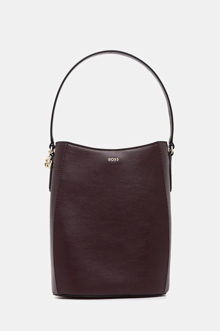 BOSS poșetă de piele culoarea violet, 50552149
