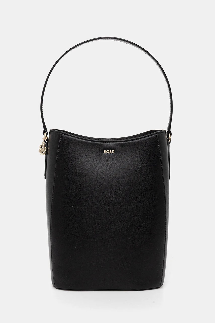 BOSS poșetă de piele culoarea negru, 50552149