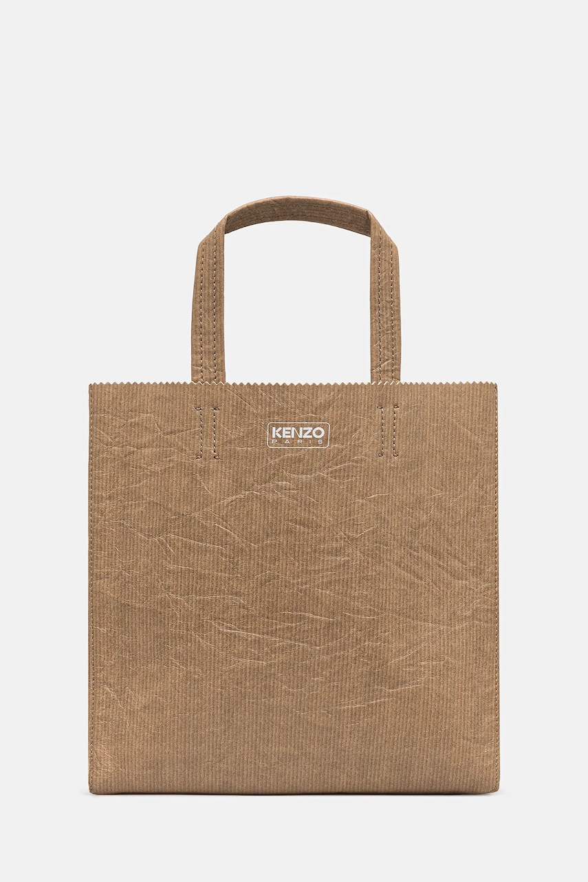 Kenzo poșetă de piele Small Tote Bag culoarea bej, FF62SA110L06