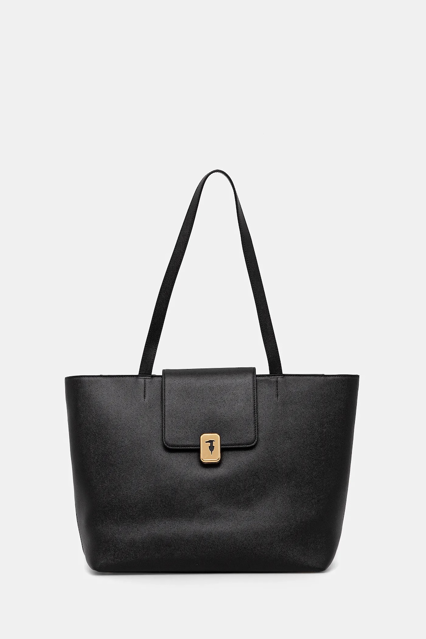 Trussardi geantă de piele culoarea negru, Z605E106078N