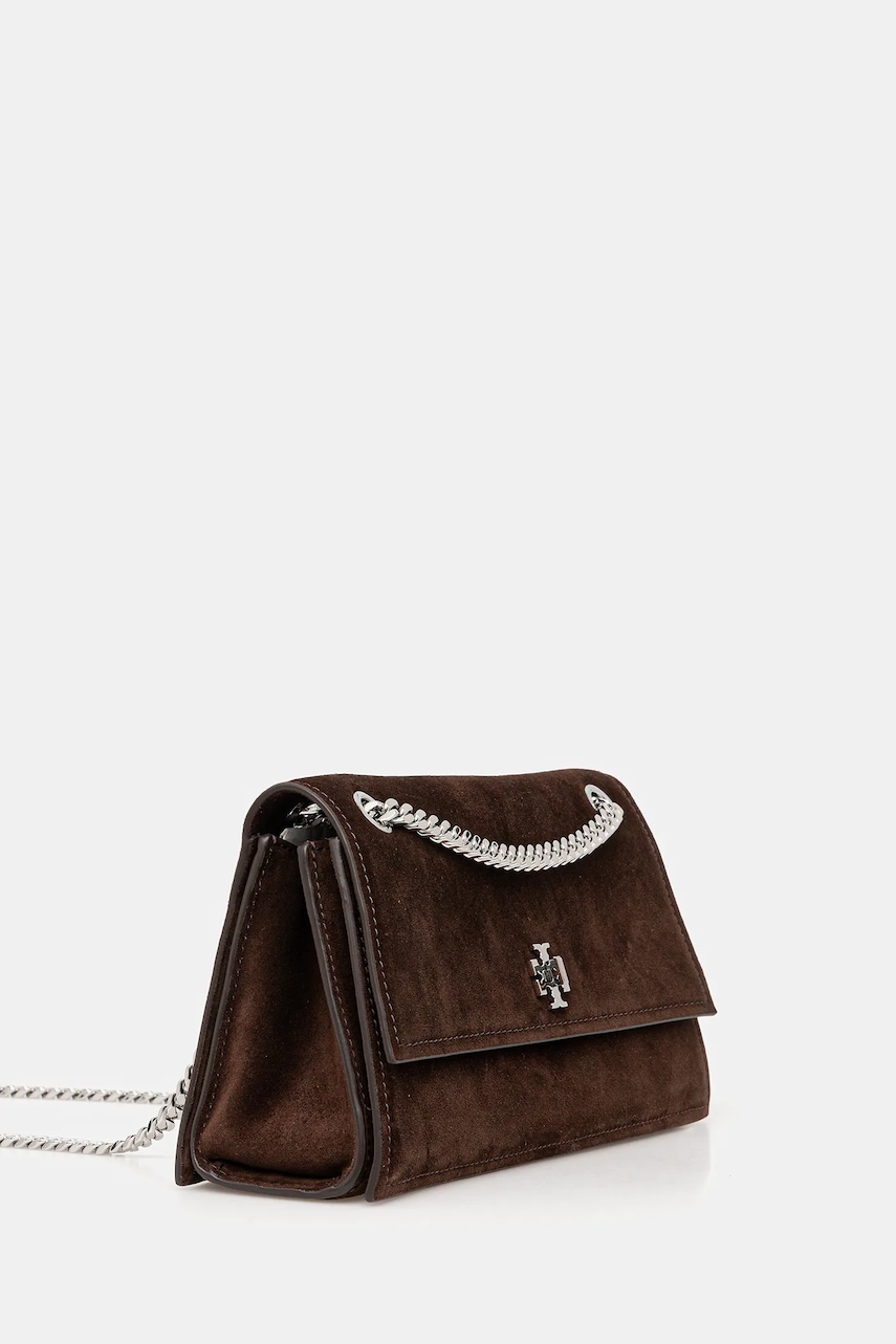 Кожаная сумочка Tory Burch Kira Turnlock Suede цвет коричневый 169176.200 Кожаная сумочка Tory Burch Kira Turnlock Suede цвет коричневый 169176.200