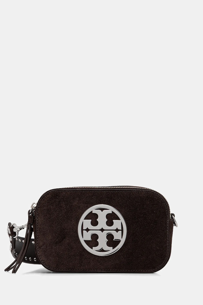 Tory Burch poșetă de piele Miller Suede Mini culoarea maro, 174301.201