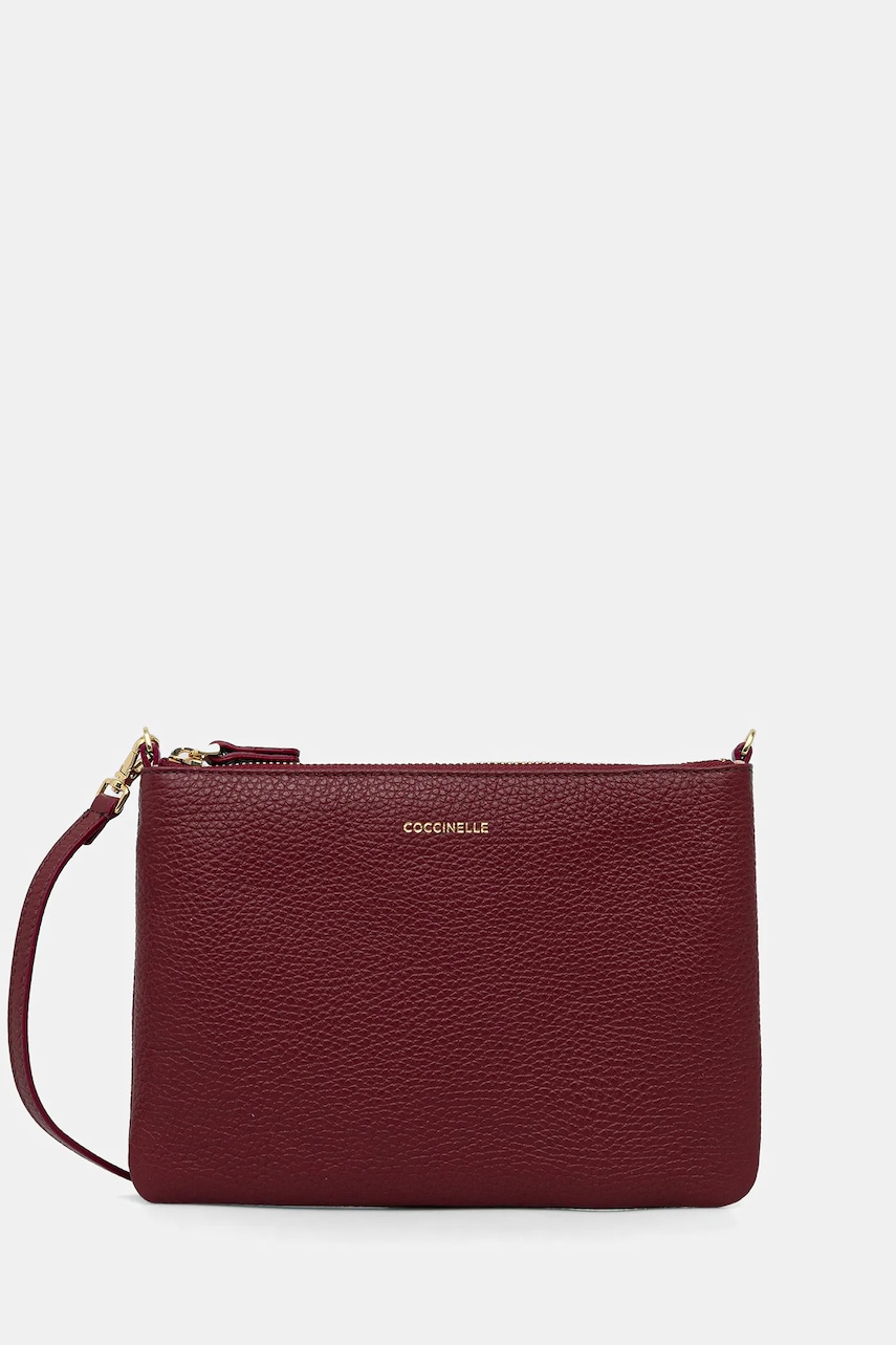 Levně Kožená kabelka Coccinelle BEST CROSSBODY vínová barva, E5.MMA.55.F5.01