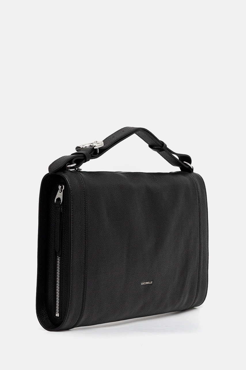 Δερμάτινη τσάντα Coccinelle ELINOR χρώμα: μαύρο, E1.TL5.12.02.01 φωτογραφία