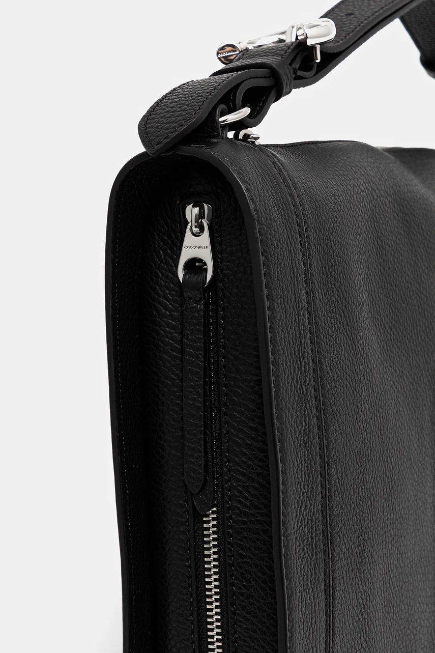 Δερμάτινη τσάντα Coccinelle ELINOR χρώμα: μαύρο, E1.TL5.12.02.01 φωτογραφία