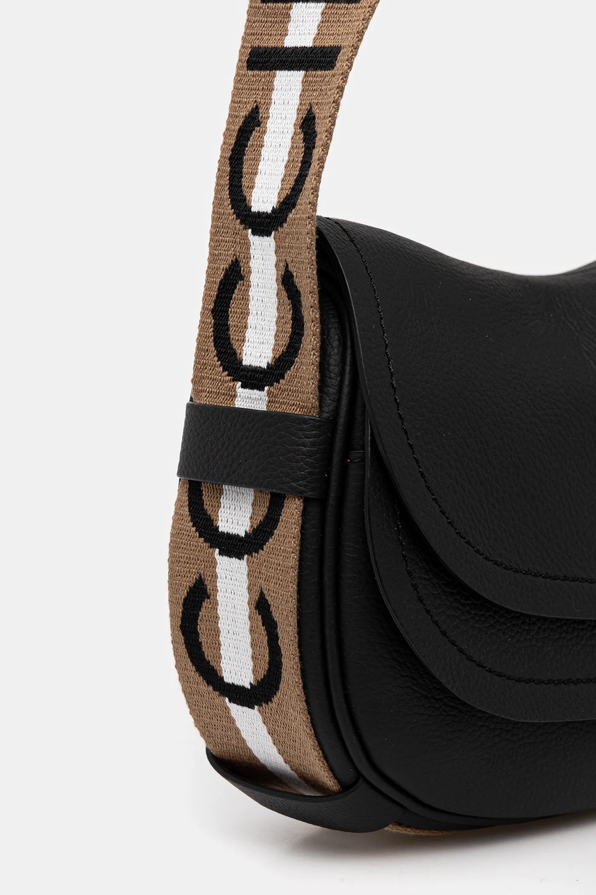 Δερμάτινη τσάντα Coccinelle RAQUEL χρώμα: μαύρο, E1.SQ0.15.03.01 φωτογραφία