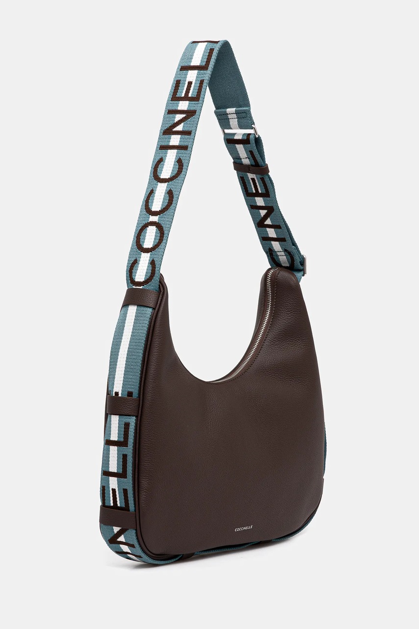 Δερμάτινη τσάντα Coccinelle RAQUEL χρώμα: καφέ, E1.SQ0.13.01.01 φωτογραφία