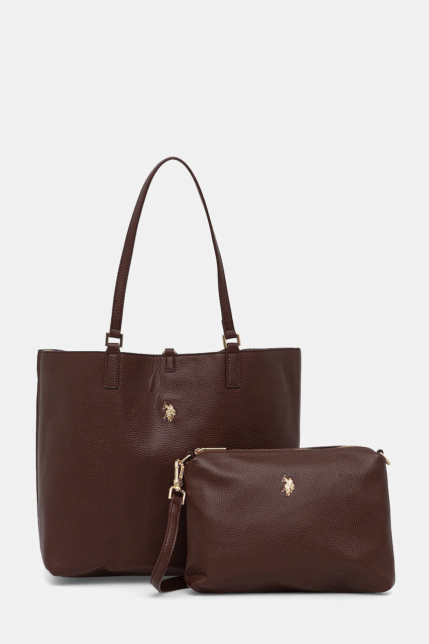 U.S. Polo Assn. poșetă cu două fețe Rogersville culoarea maro, BIURR8906WVP