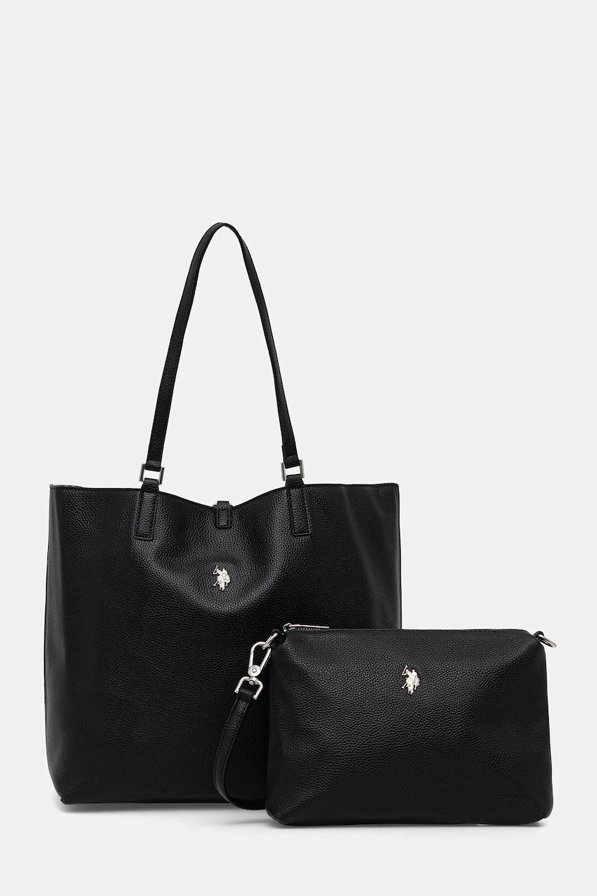 U.S. Polo Assn. poșetă cu două fețe Rogersville culoarea negru, BIURR8906WVP