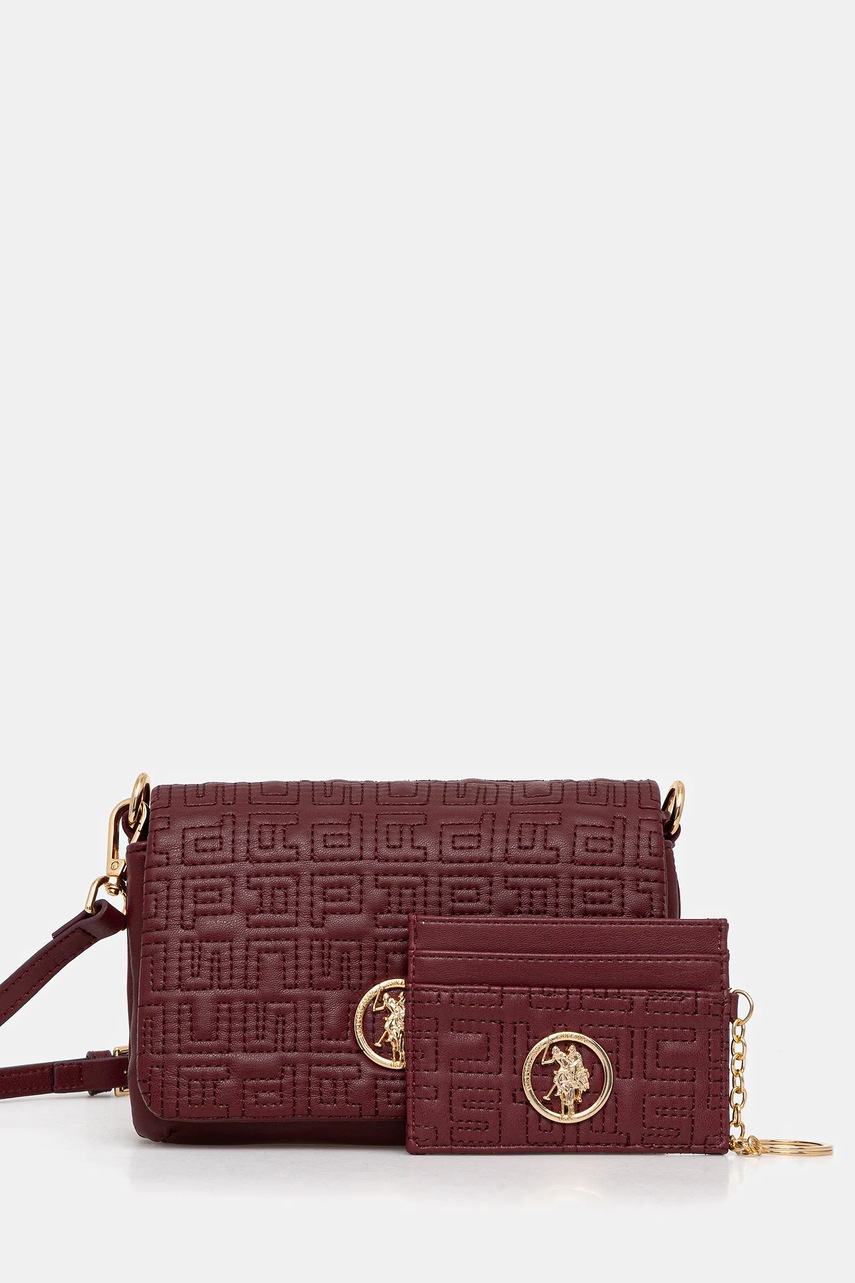 U.S. Polo Assn. poșetă Box Bag culoarea bordo, BIU2B8999WVP