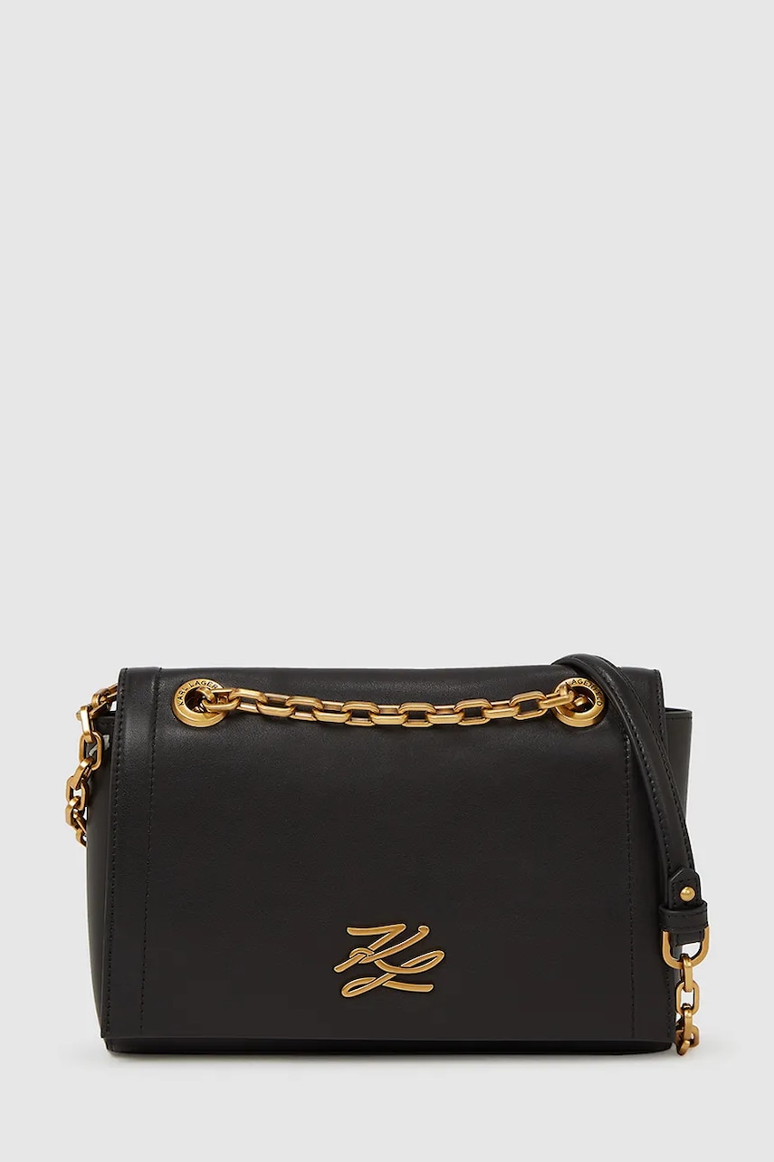 Karl Lagerfeld poșetă de piele culoarea negru, A4W30084