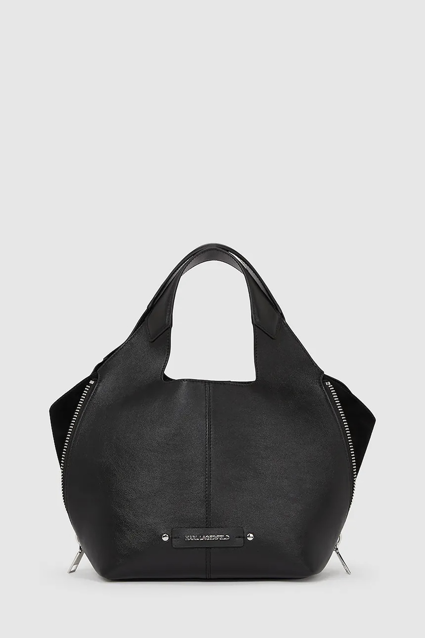 Karl Lagerfeld poșetă de piele culoarea negru, A4W30271 Karl Lagerfeld poșetă de piele culoarea negru, A4W30271