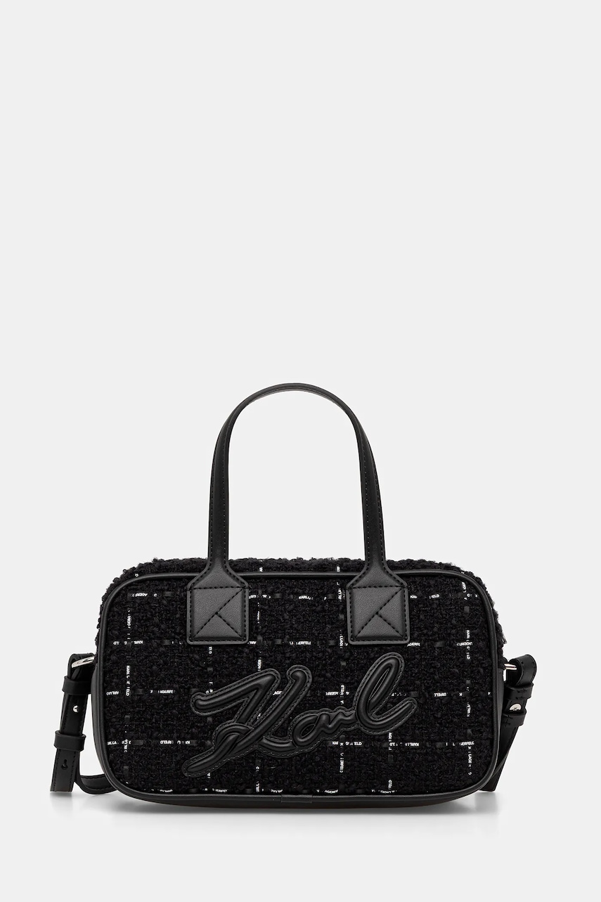 Karl Lagerfeld geantă de mână cu lână culoarea negru, A4W30259