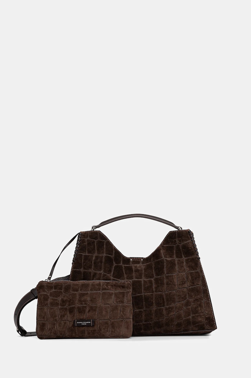 Levně Semišová kabelka Gianni Chiarini AURORA hnědá barva, BS.11846.CM